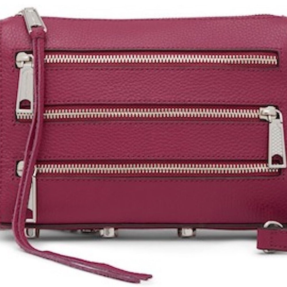 REBECCA MINKOFF Mini Zip Leather Cross Body Bag Magenta